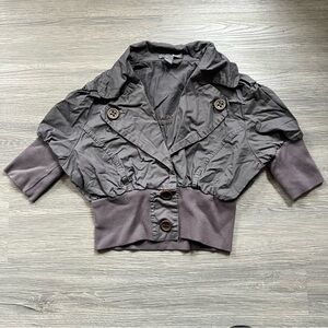 Poetry Y2K Cropped Short-Sleeve Jacket  in Charcoal